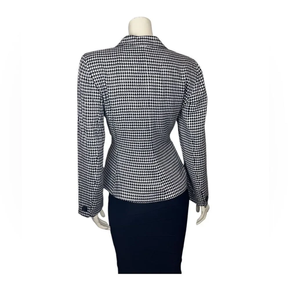 LIKE NEW Vintage Christian Dior Black/Cream Houndstooth Double-Breasted Jacket